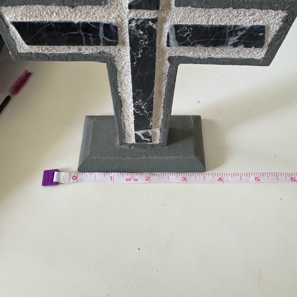 Handmade Gray Mosaic Wooden Cross Decor